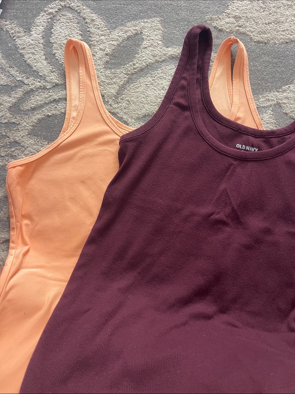 BUNDLE OF 2 Women's Ribbed Tank in Plum and Super Soft Stretch Tank in Orange